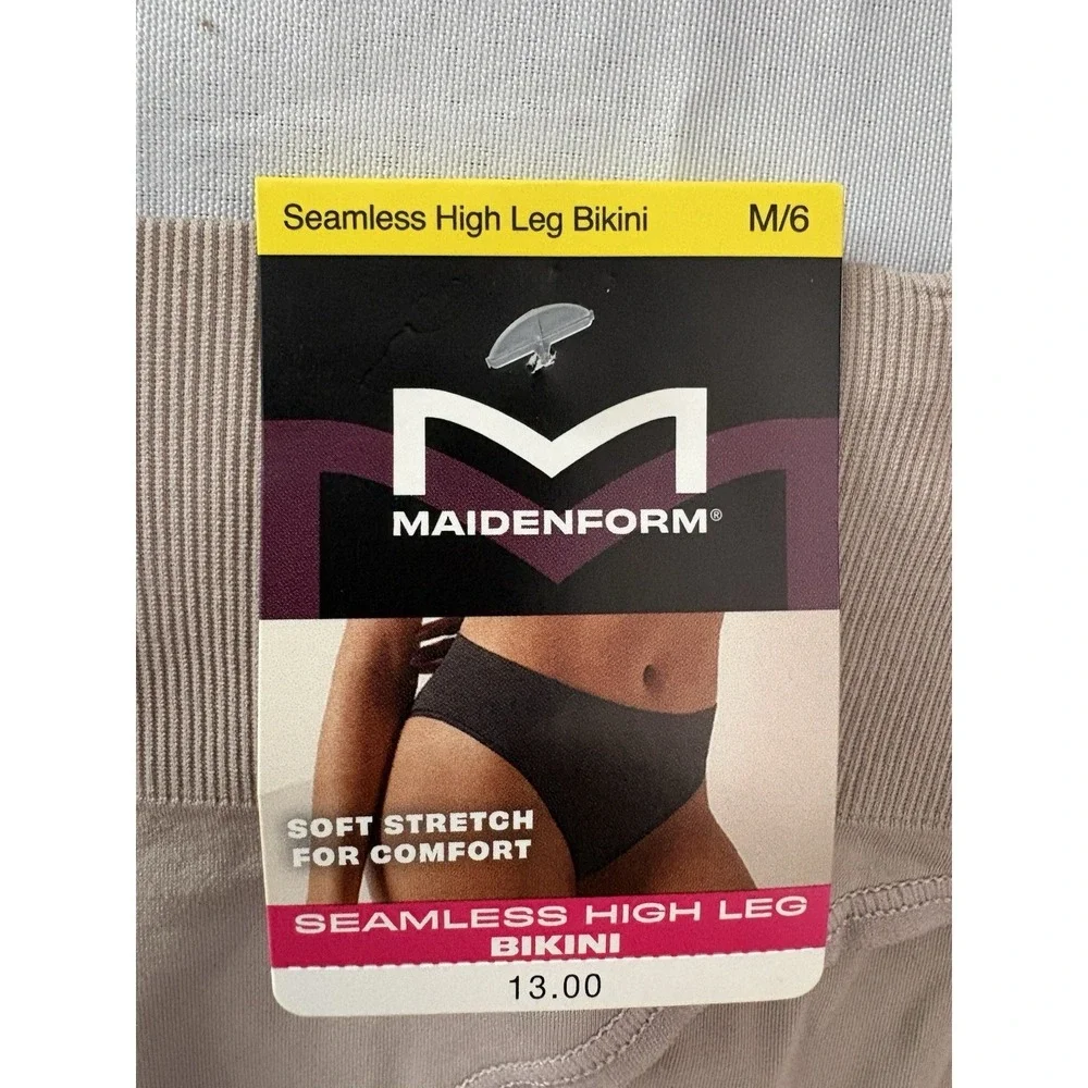 NEW Maidenform Seamless High Leg Bikini Beige  Women's DM2317 Size Medium 2 Pair - Picture 2 of 5